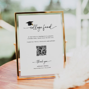 Póster Código QR de donación de graduación Letrero de fon