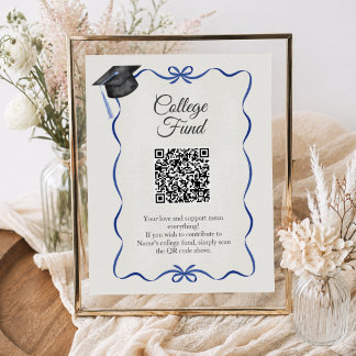Póster Código QR de Graduación de Fondo Universitario Blu