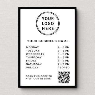 Póster Código QR de Horario Comercial con Logo