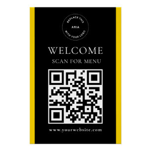 Póster Código QR de logotipo personalizado moderno brilla