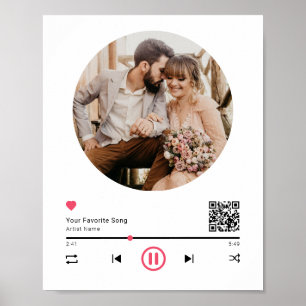Póster Código QR de música de boda Foto de aniversario de
