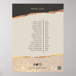 Póster Código QR de precio elegante moderno rosa dorado n