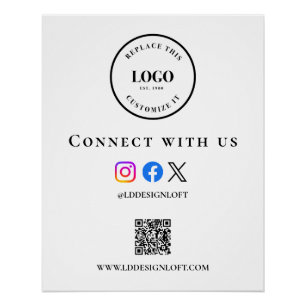 Póster Código QR de redes sociales empresariales sitio we