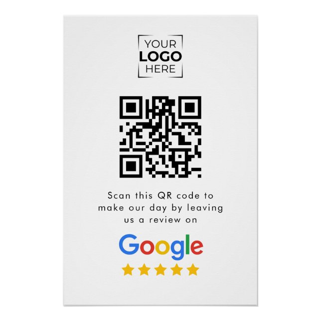 Póster Código QR de reseñas de Google para negocios (Anverso)