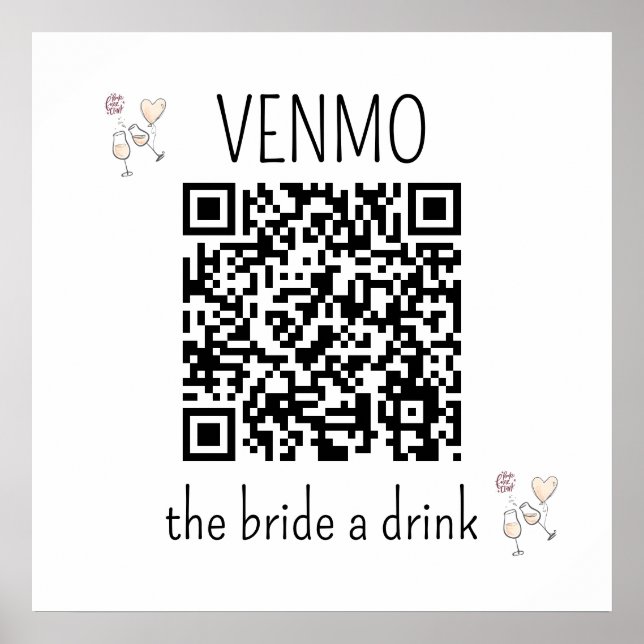 Póster Código QR de VENMO para invitar a tomar una copa a (Frente)