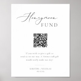 Póster Código QR del Fondo minimalista de Luna Gris