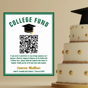 Póster Código QR del Fondo Universitario Verde para Gradu