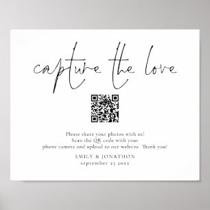 Póster Código QR del letrero de fotos de boda Captura el 