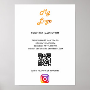 Póster Código qr del logotipo de la empresa instagram bla