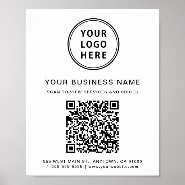 Póster Código QR del logotipo empresarial (Frente)