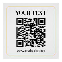 Código QR editable y texto con borde de oro amaril