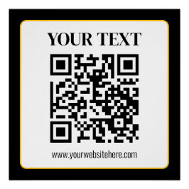 Póster Código QR empresarial con texto superior e inferio