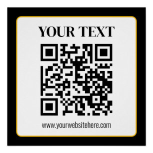 Póster Código QR empresarial con texto superior e inferio