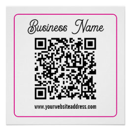 Póster Código QR escaneable con letra cursiva manuscrita
