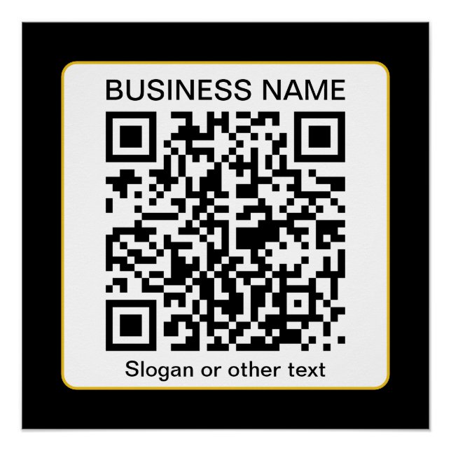 Póster Código QR escaneable editable + su nombre comercia (Anverso)