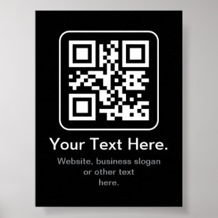 Póster Código QR escaneable moderno   Blanco, negro y gri