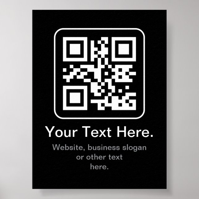Póster Código QR escaneable moderno | Blanco, negro y gri (Frente)