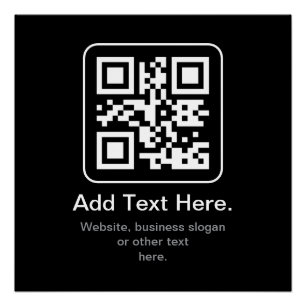 Póster Código QR escaneable moderno Blanco, negro y gri