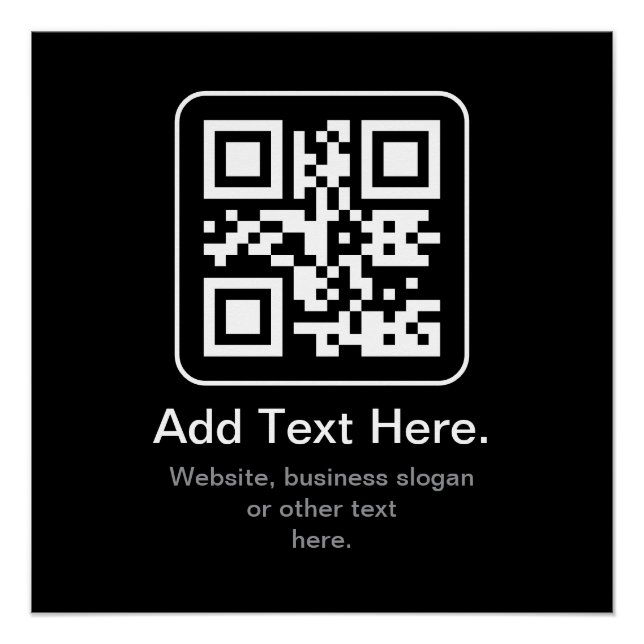 Póster Código QR escaneable moderno | Blanco, negro y gri (Anverso)