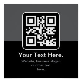 Póster Código QR escaneable moderno | Negro Gris y Blanco