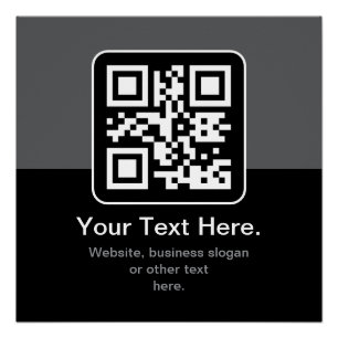 Póster Código QR escaneable moderno Negro Gris y Blanco