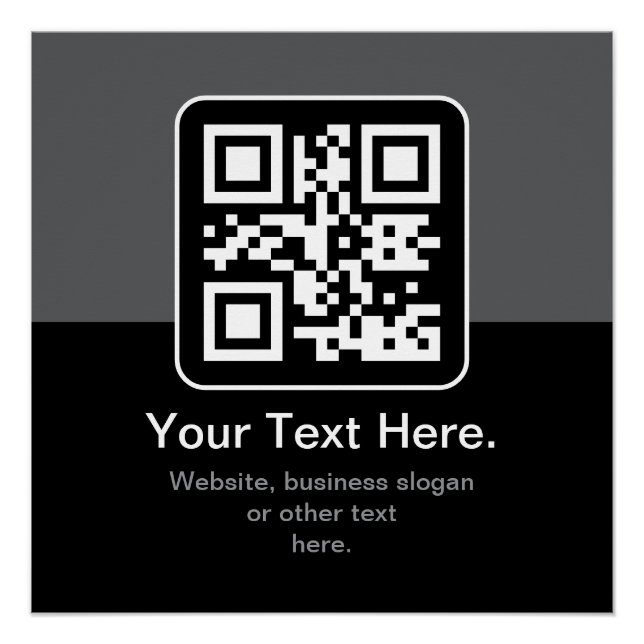 Póster Código QR escaneable moderno | Negro Gris y Blanco (Anverso)