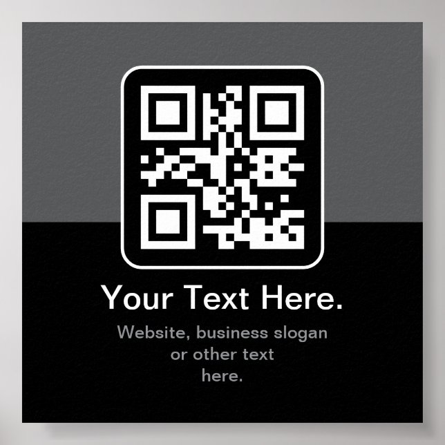 Póster Código QR escaneable moderno | Negro Gris y Blanco (Frente)