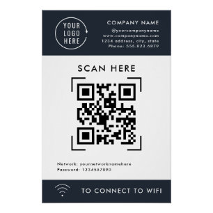 Póster Código QR Escaneo Wifi   Contacto sin contacto de 