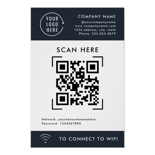 Póster Código QR Escaneo Wifi | Contacto sin contacto de  (Anverso)