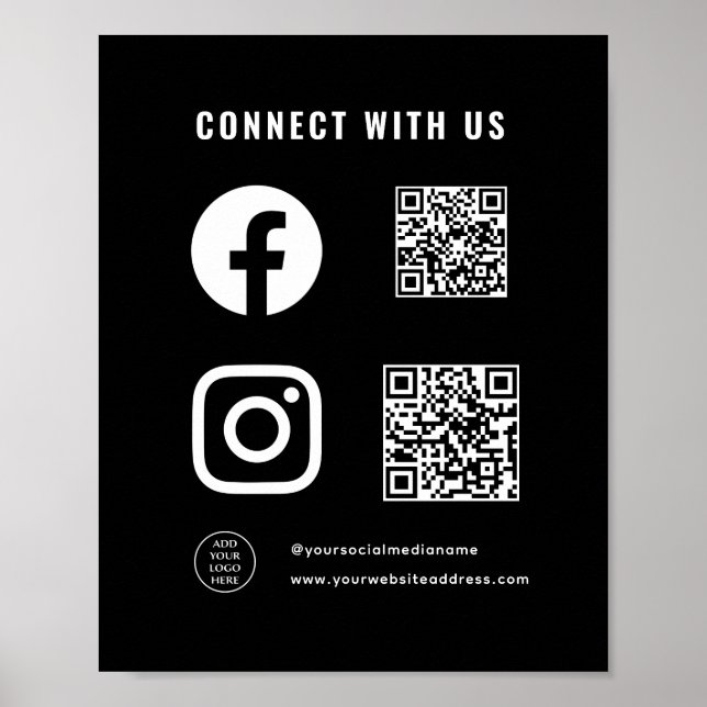 Póster Código QR Logo aquí Seguir Escanear Conectarse con (Frente)