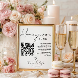 Póster Código QR moderno Boda del Fondo de Luna de Miel B