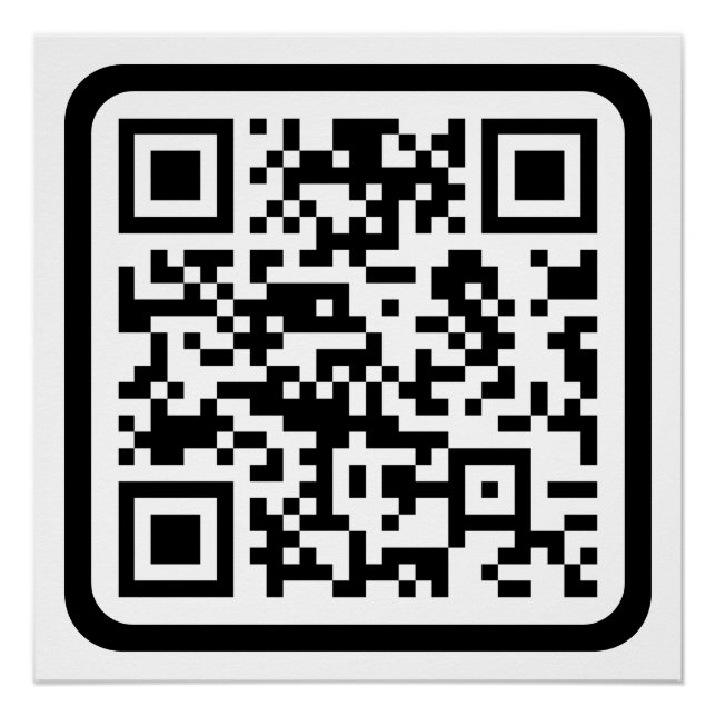 Póster Código QR moderno editable | Blanco negro o cualqu (Anverso)