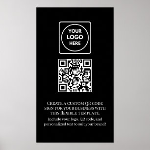 Póster Código QR negro personalizado Negocios profesion