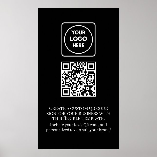 Póster Código QR negro personalizado | Negocios profesion (Frente)