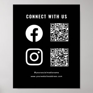 Póster Código QR Seguir Conectar Con Nosotros en Redes So