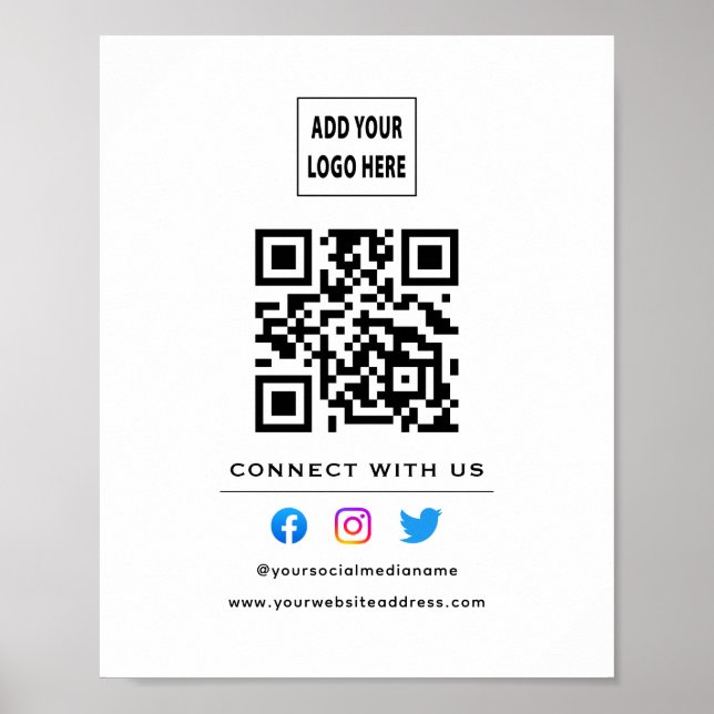 Póster Código QR Seguir Escanear Para Conectar Con Nosotr (Frente)