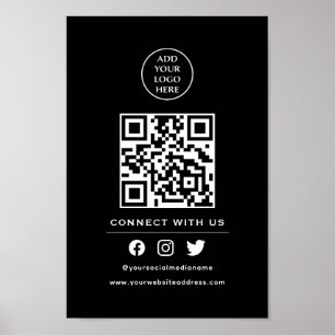 Póster Código QR Su Logotipo Seguir Escanear Para Conecta