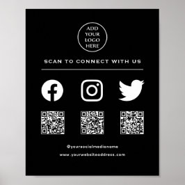Póster Código QR Tu Logotipo Seguir Escanearme Conecta Co