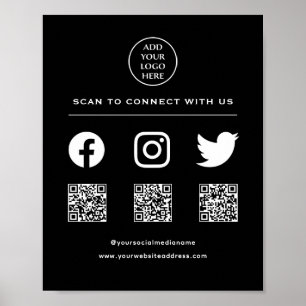 Póster Código QR Tu Logotipo Seguir Escanearme Conéctate