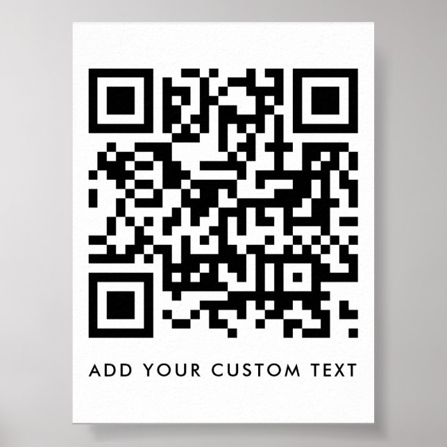 Póster Código QR | Tu Texto Minimalista Moderno Simple (Frente)