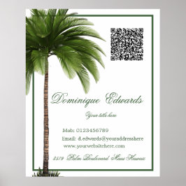 Póster Código QR Vintage Palm Tree Tropical Elegical