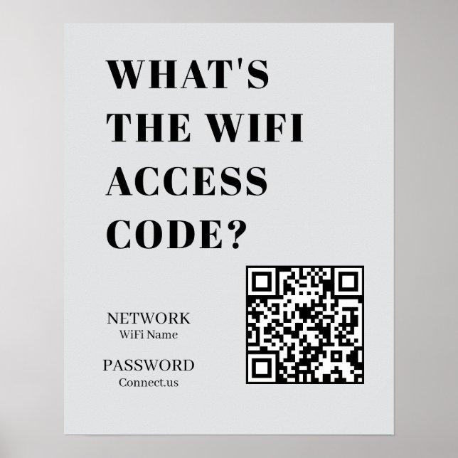 Póster Código QR WiFi Conexión Fácil a la Red cartel (Frente)