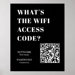Póster Código QR WiFi negro personalizado | Mostrar contr