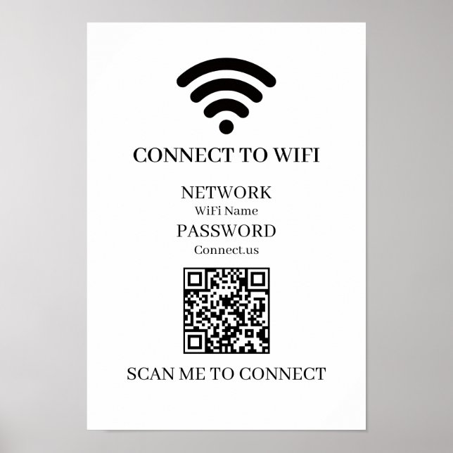 Póster Código QR WiFi personalizado | Escaneo de red fáci (Frente)