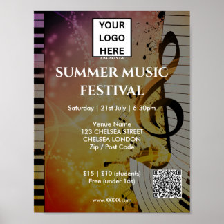 Póster Código QR y logotipo del Festival de Música de Ver