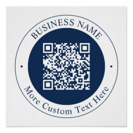 Póster Código QR y texto personalizables | Azul marino os