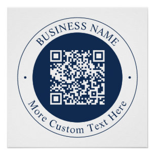 Póster Código QR y texto personalizables   Azul marino os