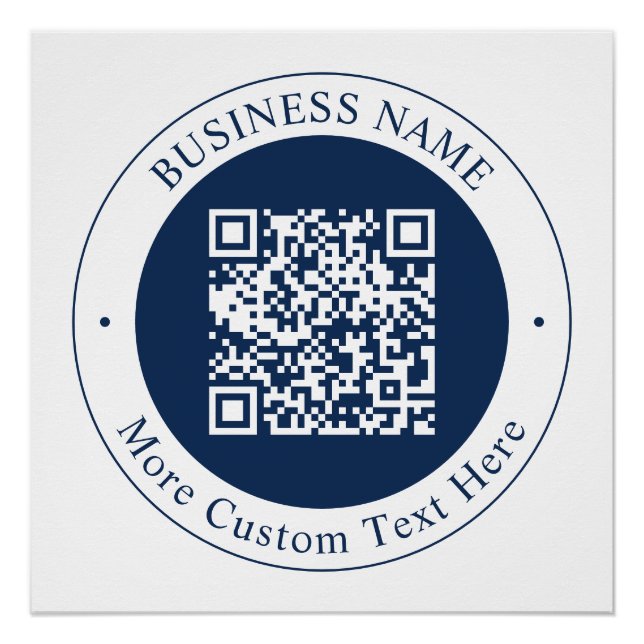 Póster Código QR y texto personalizables | Azul marino os (Anverso)