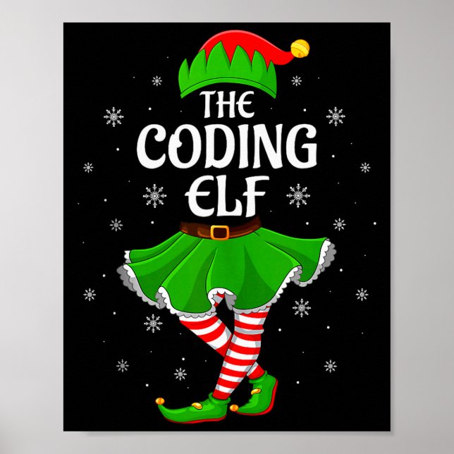 Póster Coding Elf Christmas Family Girls Women Elf Squad  (Frente)