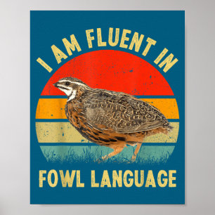 Póster Codorniz Coturnix Vintage Soy Fluido En Lenguaje A